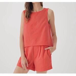 Pact Cayenne Canopy Linen Blend Tulip Bank Tank Organic Cotton Sleeveless Top XL